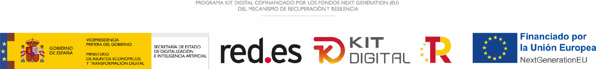 Logotipos del Plan de Recuperación, Transformación y Resiliencia, y emblema de la Unión Europea