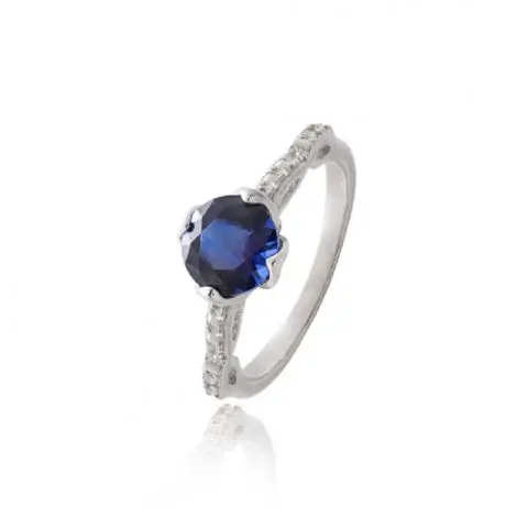 Sortija Plata Cz Azul